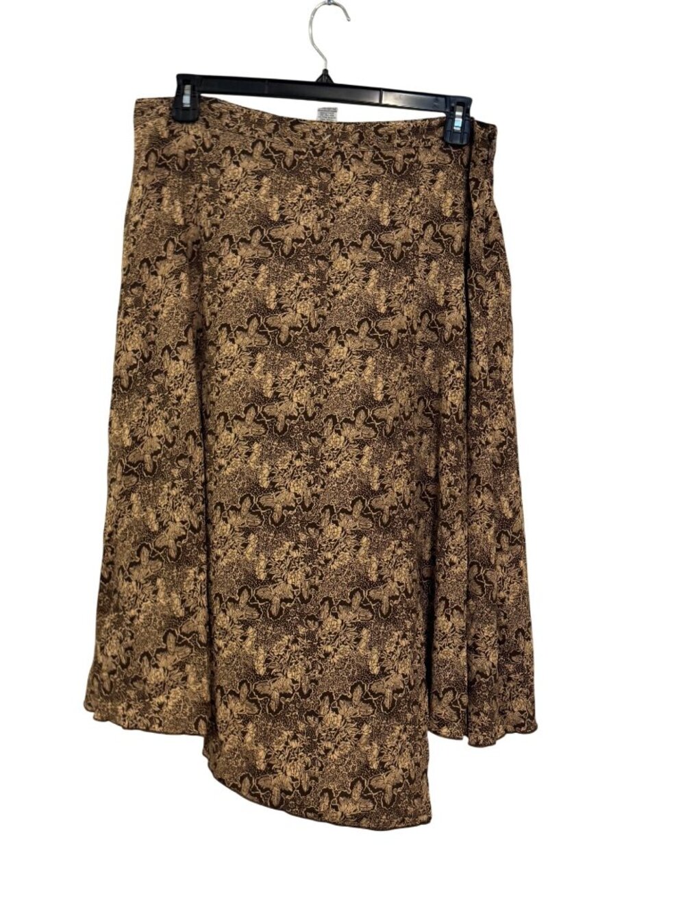 Sag Harbor Brown & Beige Floral Asymmetrical Skirt Size 18 100% Polyester